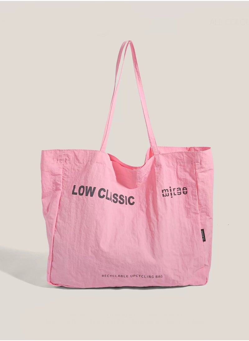 ال سي حقيبة كتف قماشية خفيفة الوزن LOWCLASSIC حقيبة كتف مطبوع عليها حروف  - Image 1
