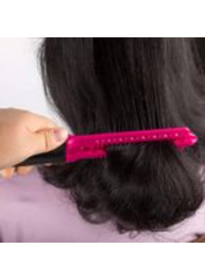 Pink hair straightening comb from the hair salon, a combing brush and comb for styling curly hair in a V shape for straightening hair (pink) - Image 3
