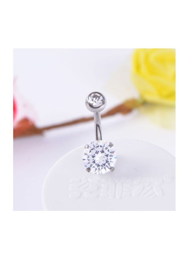 NIBEMINENT - 4-Piece Zircon Studded Piercing Belly Button Ring Set - Image 1