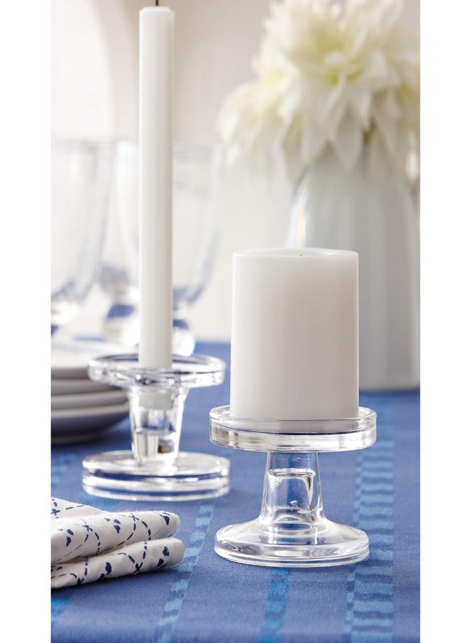 tag Bobbin Reversible Glass Pillar and Taper Candleholder 3.88L x 3.88W x 2.38H inch Sold in Eaches Home Kitchen Living Room Dinner Table Decor Decoration Clear - Image 2