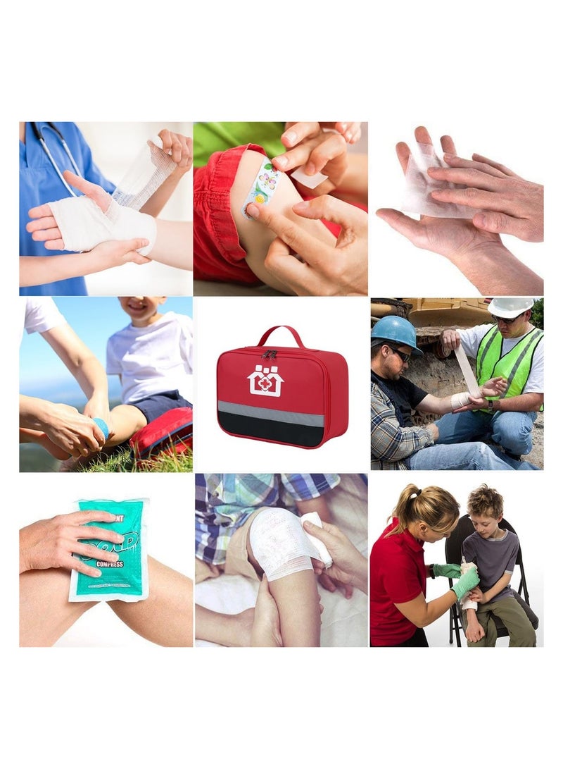 SYOSI Empty First Aid kit Bag Red Medical Supplies Organizer Bag Travel Medicine Bag Travel Rescue Pouch First Responder Storage Medicine Emergency Bag for Car Home Camping Medium Bag Only - Image 4