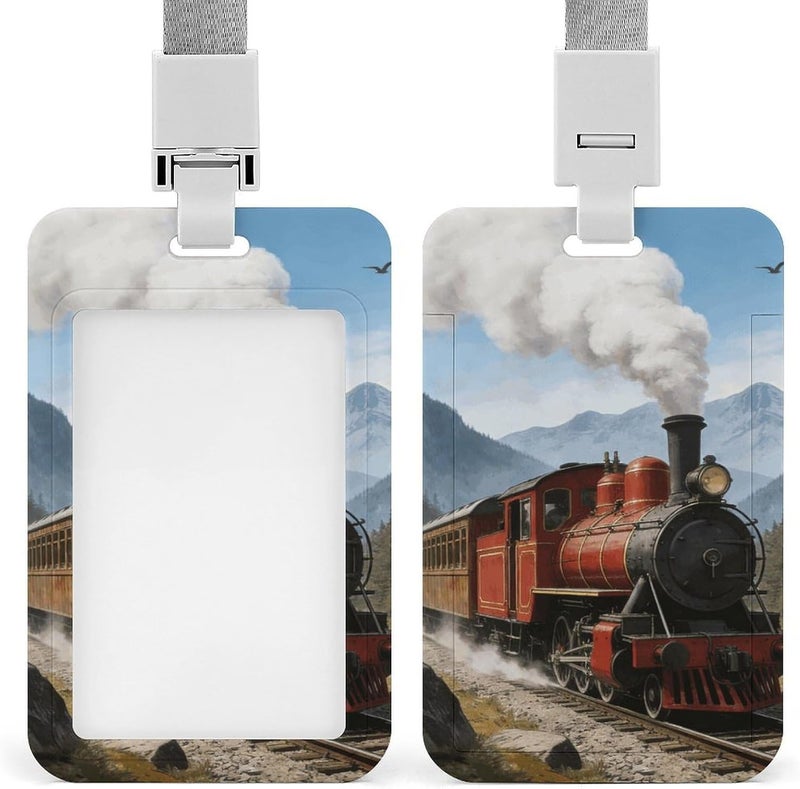 Train ID Badge Holders Waterproof Vertical Name Badge ID Card Holders Detachable Card Case Protector Name Tag Holders Badge Sleeve for Teacher Nurse Doctor Gift - Image 1