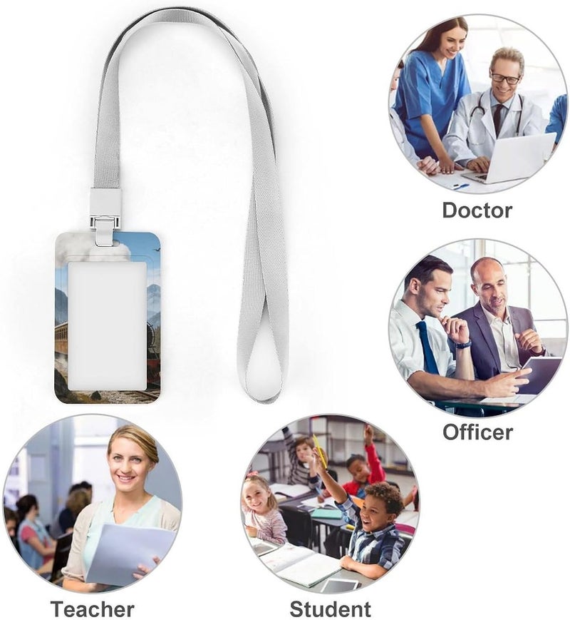 Train ID Badge Holders Waterproof Vertical Name Badge ID Card Holders Detachable Card Case Protector Name Tag Holders Badge Sleeve for Teacher Nurse Doctor Gift - Image 4