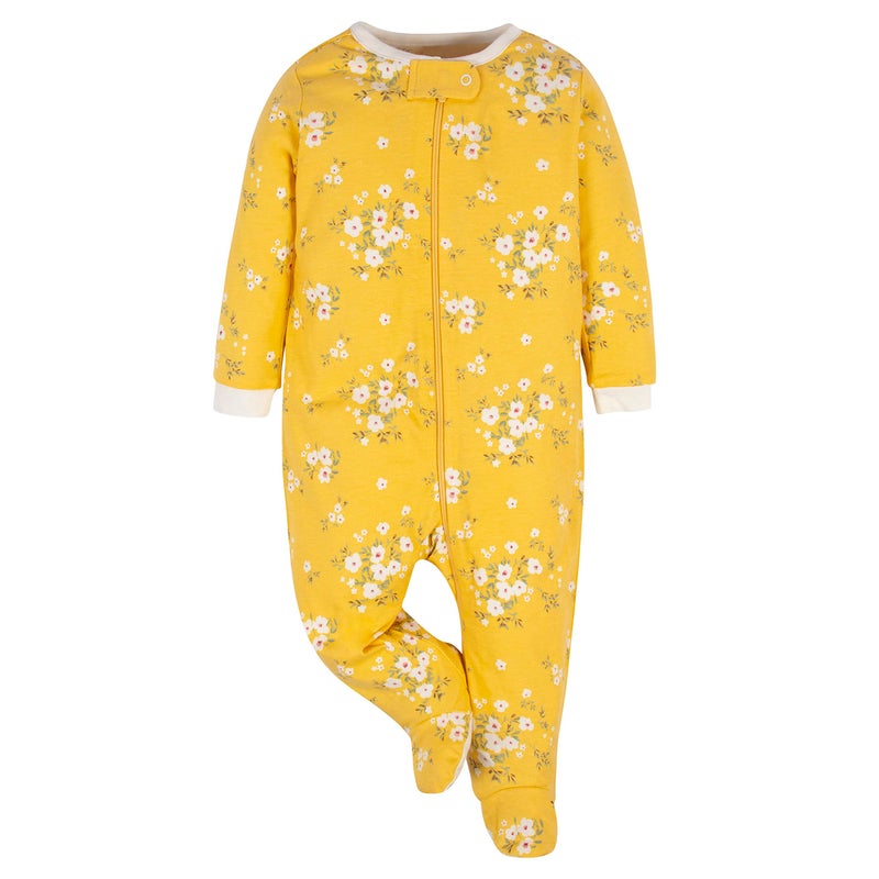Gerber Baby Girls 4 Pack 'N Play Footie And Toddler Sleepers, Golden Floral, 3-6 Months US - Image 5
