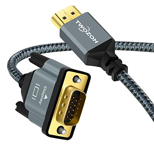 Twozoh HDMI to VGA Cable 5FT. Aluminum Alloy Shell Nylon Braided & Gold-Plated Support 1080P/60HZ - Image 1