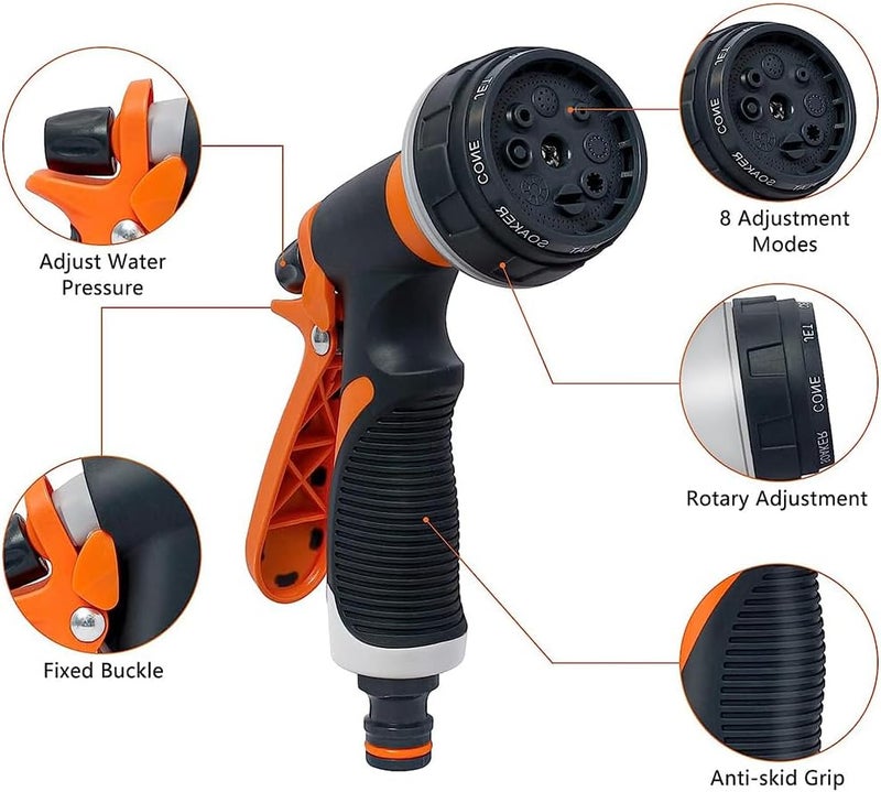 LinJie Garden Hose Spray Gun,8 Adjustable Patterns Garden Hose Nozzle Sprayer,High-Pressure Anti-Leaking Hose Nozzles,For Watering Plants Washing Cars - Image 3