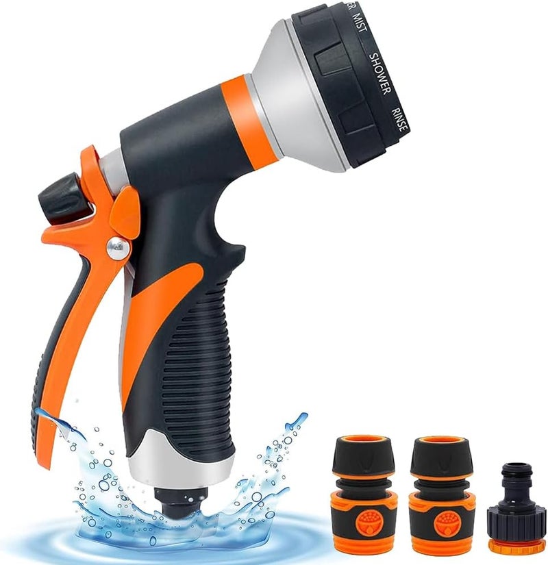 LinJie Garden Hose Spray Gun,8 Adjustable Patterns Garden Hose Nozzle Sprayer,High-Pressure Anti-Leaking Hose Nozzles,For Watering Plants Washing Cars - Image 1