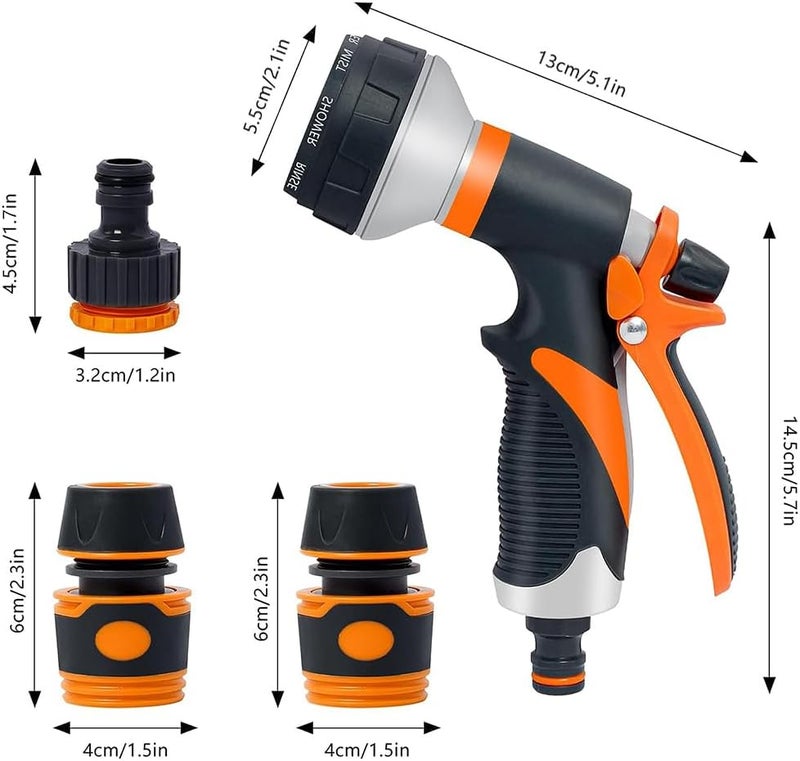 LinJie Garden Hose Spray Gun,8 Adjustable Patterns Garden Hose Nozzle Sprayer,High-Pressure Anti-Leaking Hose Nozzles,For Watering Plants Washing Cars - Image 2