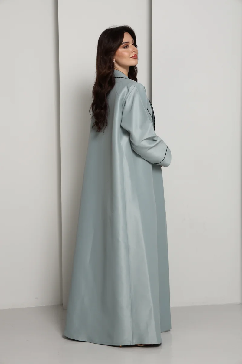 MSquare Fashion  Green-Mist Bridal Satin Coat Abaya for Women | Best Price UAE