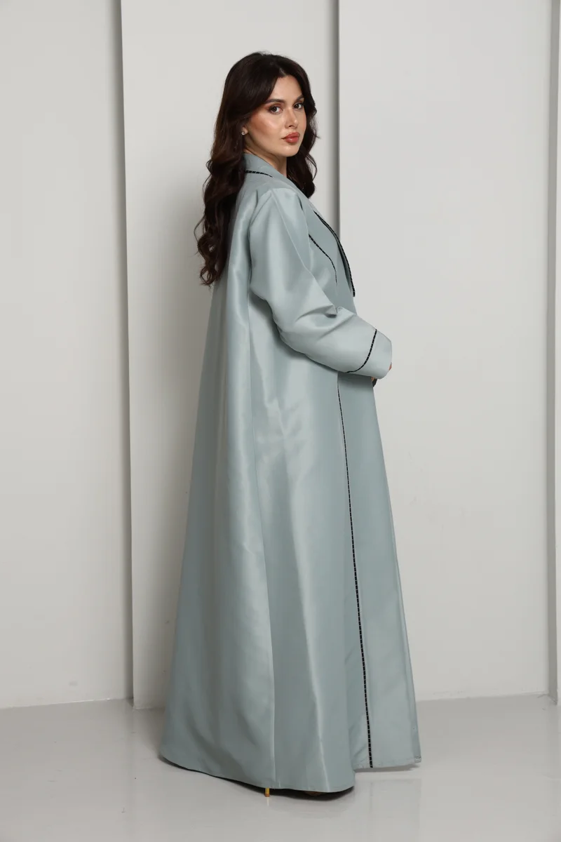 MSquare Fashion  Green-Mist Bridal Satin Coat Abaya for Women | Best Price UAE
