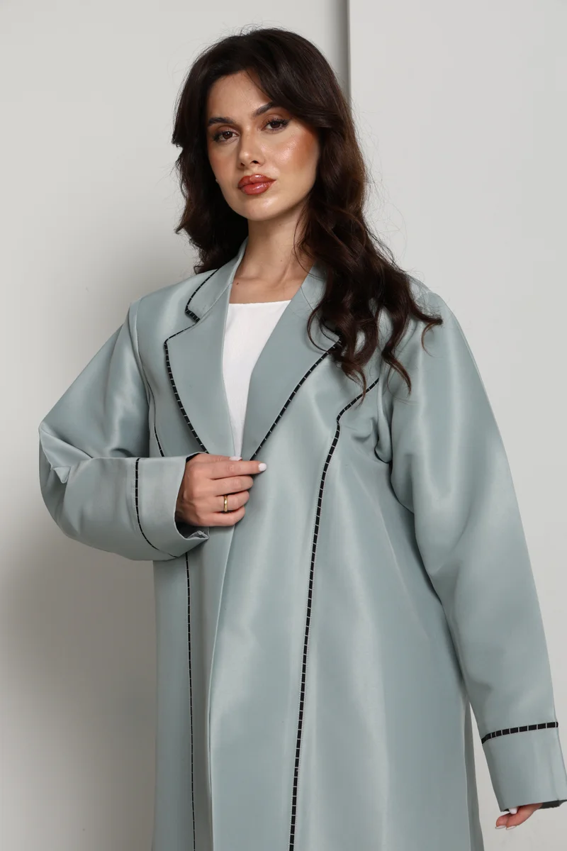 MSquare Fashion  Green-Mist Bridal Satin Coat Abaya for Women | Best Price UAE