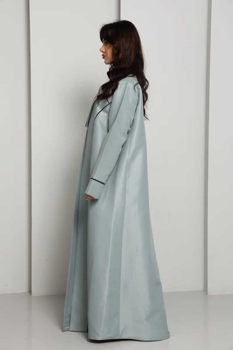 MSquare Fashion  Green-Mist Bridal Satin Coat Abaya for Women | Best Price UAE