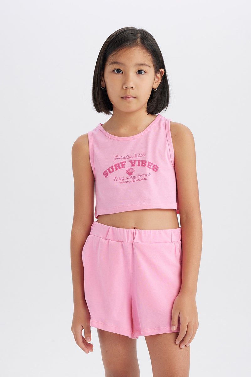 DeFacto Girl's 2 Piece Set Printed Tank Top Shorts  - Image 3