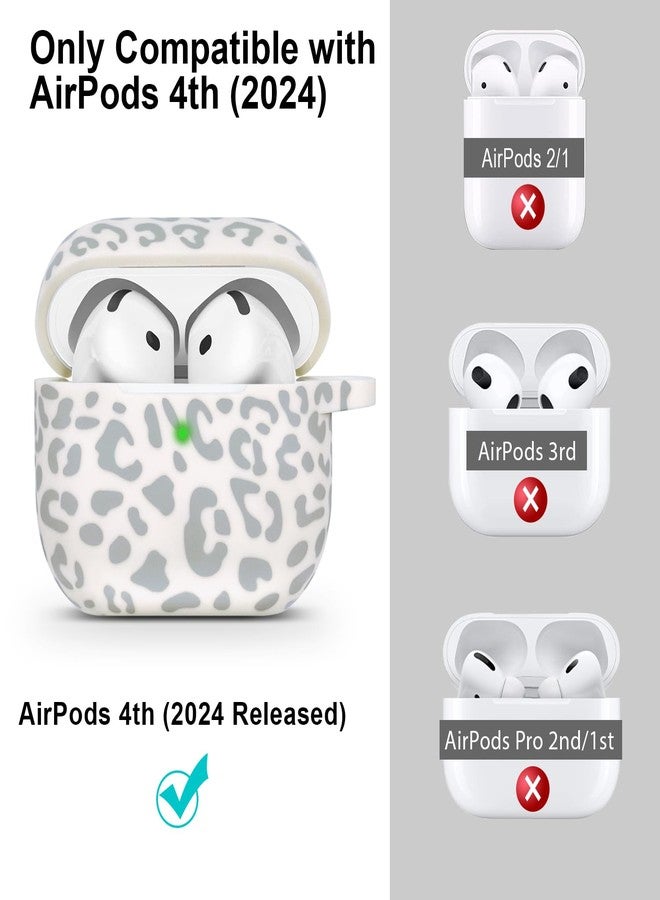 جراب سيليكون بنقشة جلد النمر لسماعات AirPods 4 (إصدار 2024)، غطاء Gawnock مع طقم تنظيف لسماعات Apple AirPods من الجيل الرابع، غطاء ناعم ومرن بنقشة جلد النمر للنساء والفتيات، مع سلسلة مفاتيح - بيج بنقشة جلد النمر - Image 2