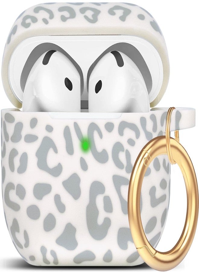جراب سيليكون بنقشة جلد النمر لسماعات AirPods 4 (إصدار 2024)، غطاء Gawnock مع طقم تنظيف لسماعات Apple AirPods من الجيل الرابع، غطاء ناعم ومرن بنقشة جلد النمر للنساء والفتيات، مع سلسلة مفاتيح - بيج بنقشة جلد النمر - Image 1