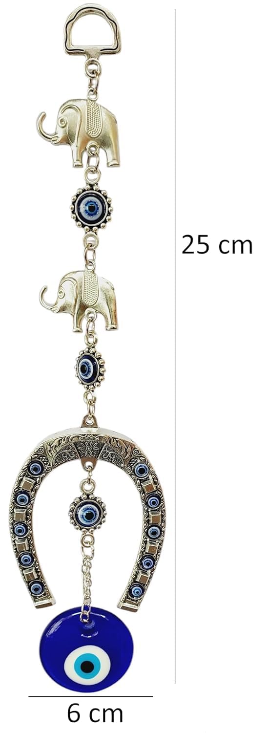 ARTISKRITI Evil Eye Hanging for House Entrance Horseshoe with Elephant Nazar Battu for Home Decoration Items for Living Room, Protection, Good Luck Charm - Image 5