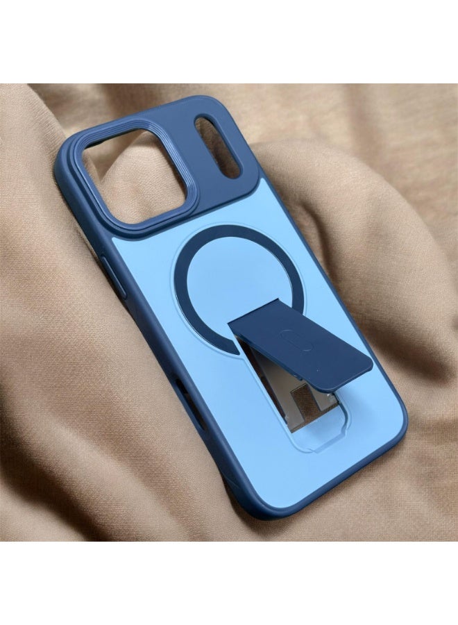 iPhone 17 Pro Max Case Compatible with MagSafe PC + TPU Phone Cover with Kickstand - Blue - Image 4