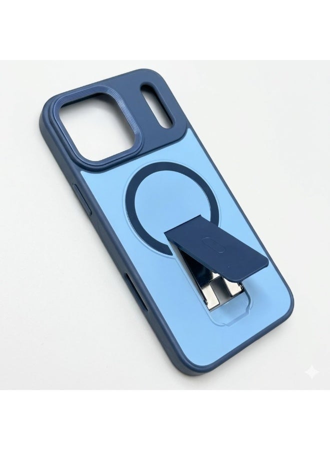 iPhone 17 Pro Max Case Compatible with MagSafe PC + TPU Phone Cover with Kickstand - Blue - Image 2