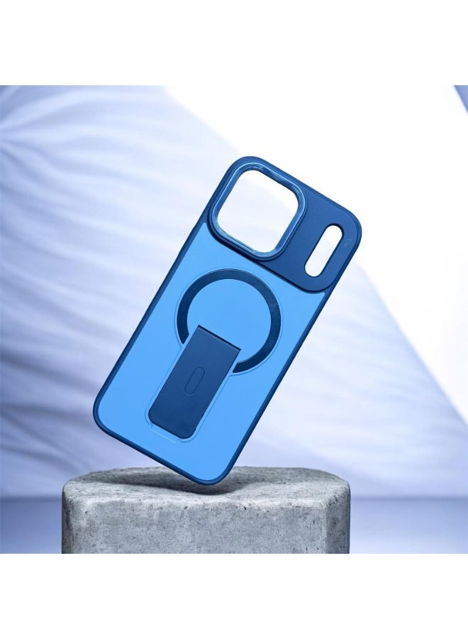 iPhone 17 Pro Max Case Compatible with MagSafe PC + TPU Phone Cover with Kickstand - Blue - Image 1