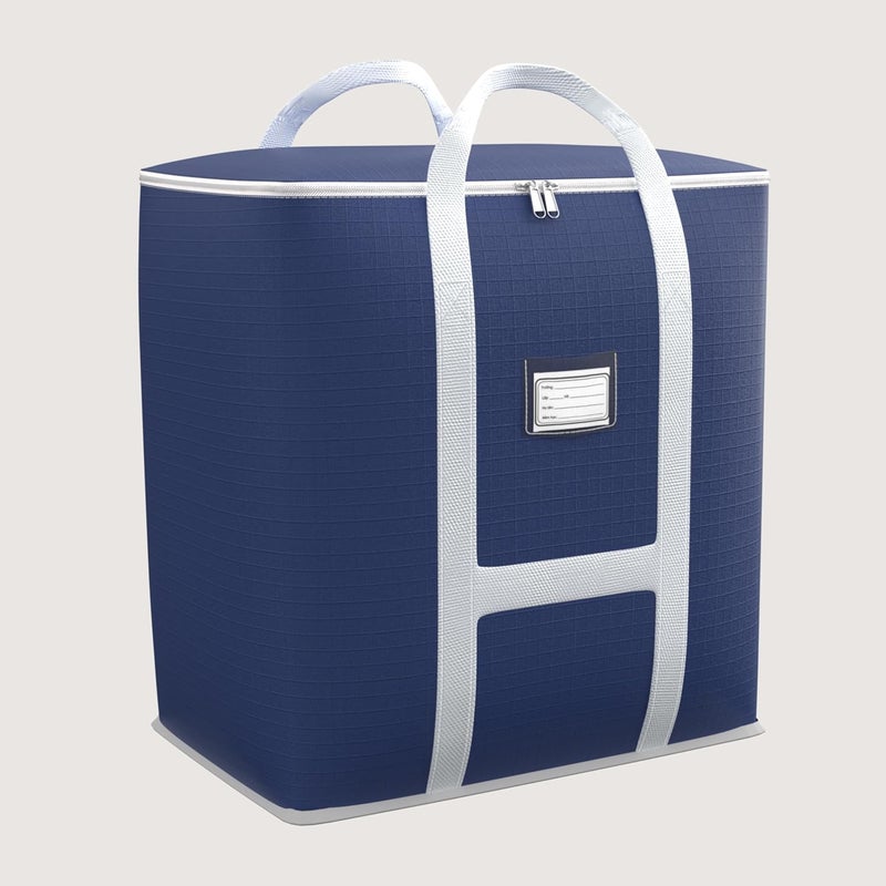 Kuber Industries Underbed Storage Bag Foldable Storage Bag Moisture Proof Dustproof Bedding Organizer Blanket Storage Bag with zipper Travel Moving Bag with Handle S ZH013BU Blue - Image 1