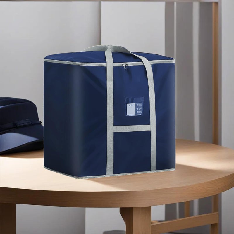 Kuber Industries Underbed Storage Bag Foldable Storage Bag Moisture Proof Dustproof Bedding Organizer Blanket Storage Bag with zipper Travel Moving Bag with Handle S ZH013BU Blue - Image 2