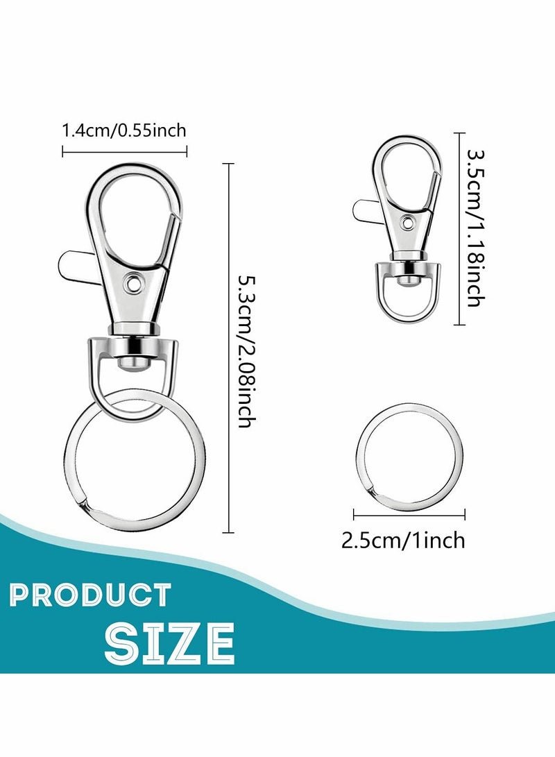 Excefore 100 قطعة خطافات سلسلة مفاتيح مع حلقات مفاتيح، خطافات سلسلة مفاتيح مع حلقات لصنع المجوهرات والحرف اليدوية (50 قطعة مشابك معدنية على شكل كركند + 50 قطعة حلقات مفاتيح مقسمة) - Image 5