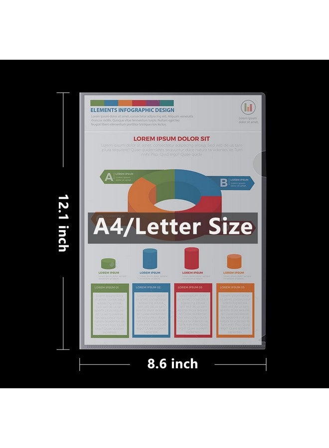 CASAON 100 Pcs Clear Document Folder Project Pocket For Us Letter / A4 Size - Transparent L-Type Plastic Folder - Image 5