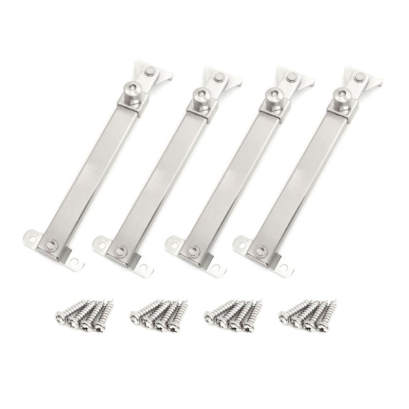 I-EASYDWW IEASYDWW Casement Window Hinges Stays Stopper Brace Lock Flat Fixed Base Sprayed Silver Style 04 Model 6 Fixed Slots 2 Pair - Image 2
