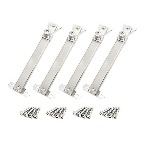 I-EASYDWW IEASYDWW Casement Window Hinges Stays Stopper Brace Lock Flat Fixed Base Sprayed Silver Style 04 Model 6 Fixed Slots 2 Pair - Image 1