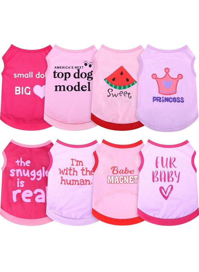 Reginary 8 Pieces Pet Shirts Printed Puppy Soft Dog Shirt Pullover Cute Dog Sweatshirts Valentine‘s Day Puppy Girl Clothes Outfits Small Pet Cats(Cute Pattern,Size S) - Image 1