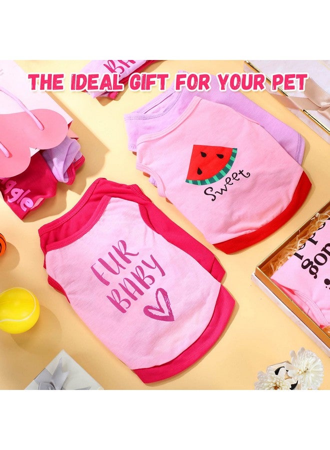 Reginary 8 Pieces Pet Shirts Printed Puppy Soft Dog Shirt Pullover Cute Dog Sweatshirts Valentine‘s Day Puppy Girl Clothes Outfits Small Pet Cats(Cute Pattern,Size S) - Image 3