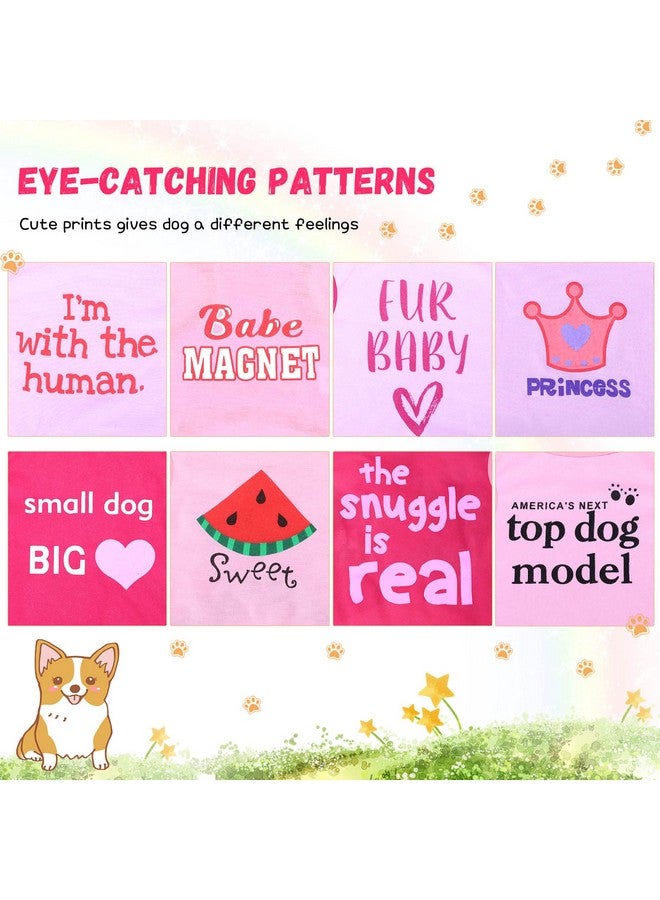 Reginary 8 Pieces Pet Shirts Printed Puppy Soft Dog Shirt Pullover Cute Dog Sweatshirts Valentine‘s Day Puppy Girl Clothes Outfits Small Pet Cats(Cute Pattern,Size S) - Image 2