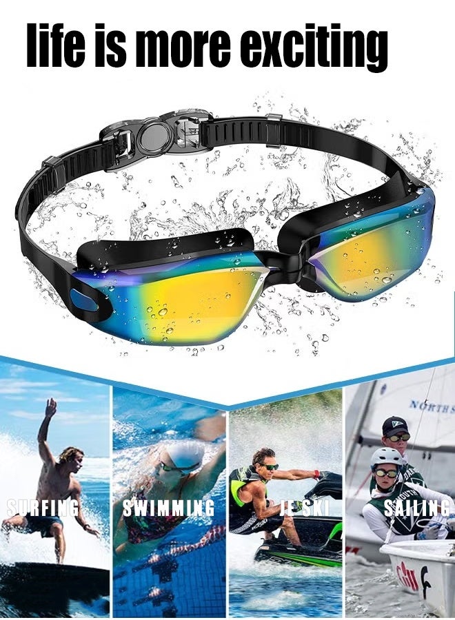 YALONG 6 in 1 Anti-Fog Pro Swimming Goggles -Goggle Set with Silicone Swim Cap, Anti-Fog UV Protection, Clear Vision, 180° Panoramic，Durable PC Material - Waterproof Swimming Accessories Kit with ,Waterproof Phone Case, Carry Case, Nose Clip, & Earplugs, Age 14+ - Image 4