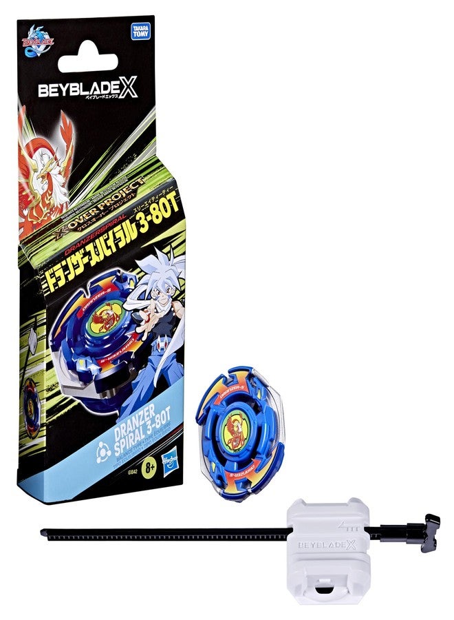 BeyBlade بي بليد إكس إكس-أوفر مشروع درانزر سبيرال 3-80T مجموعة بداية مع طوب تكارا تومي نوع التوازن وإطلاق، ألعاب طوب القتال، للأعمار 8+ - Image 1