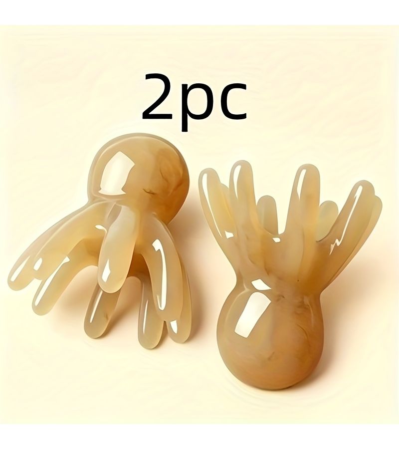 Brown OctopusShaped Hair Combs 2 Pack Handheld Wide Teeth Massage Set - Image 2