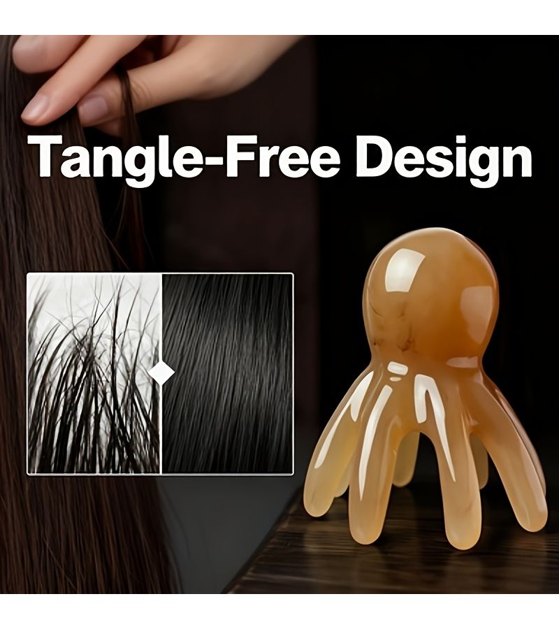 Brown OctopusShaped Hair Combs 2 Pack Handheld Wide Teeth Massage Set - Image 5