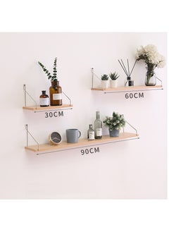 Old_Feller 3-Piece Home Book Shelves Set Floating Shelves for Wall Hanging Wood Shelf Wooden Shelves with Metal Brackets Hanging Shelf Wall Organizers for Home  Wood Color  - Image 3