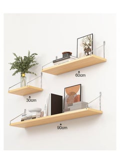 Old_Feller 3-Piece Home Book Shelves Set Floating Shelves for Wall Hanging Wood Shelf Wooden Shelves with Metal Brackets Hanging Shelf Wall Organizers for Home  Wood Color  - Image 2