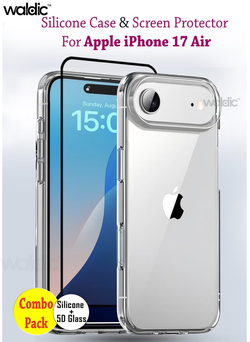 ولديك عرض كومبو جراب سيليكون لجهاز Apple iPhone 17 Air مع واقي شاشة مقوى | مصمم لجراب Apple iPhone 17 Air | غطاء جراب سيليكون ناعم ومرن رفيع مع واقي شاشة من الزجاج المقوى الممتاز مناسب لجهاز Apple iPhone 17 Air - Image 1