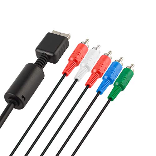 TENINYU Compatible with PS2/PS3/PS3 Slim HDTV-Ready TV HD Component AV Cable 5-Wire 6FT Black - Image 3
