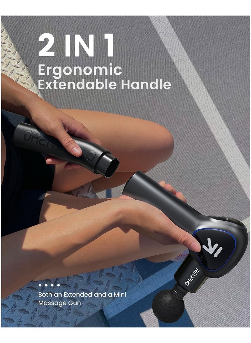 RENPHO Massage Gun with Extension Handle, Reach Gun Massager with Touchable LED Screen for Home Training, Full Body Muscle Massage and Relaxation - Image 3