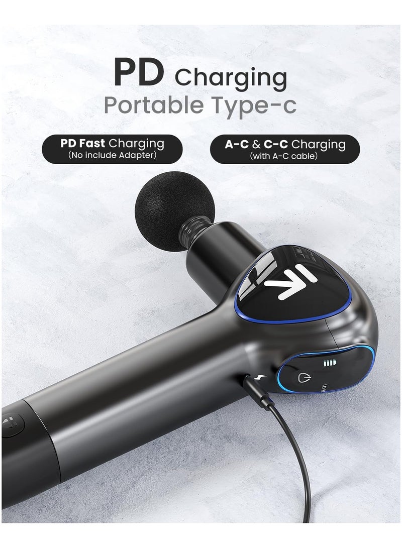 RENPHO Massage Gun with Extension Handle, Reach Gun Massager with Touchable LED Screen for Home Training, Full Body Muscle Massage and Relaxation - Image 4