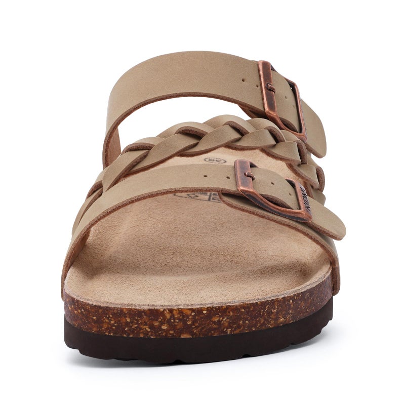 KIDMI Women's Cork Footbed Sandals with Arch Support Comfortable Slip-On Slide Sandals With Adjustable Buckle for Summer, Apricot 39 - Image 4