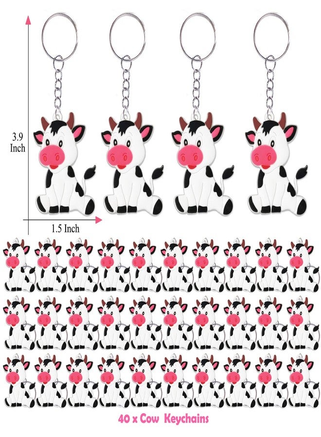 CiciBear 40 Pack Cow Keychains Party Decoration for Guests, Animal Themed Party, Cow Party,Farm Animal Themed Baby Shower, School Party, Kids Birthday - Image 2
