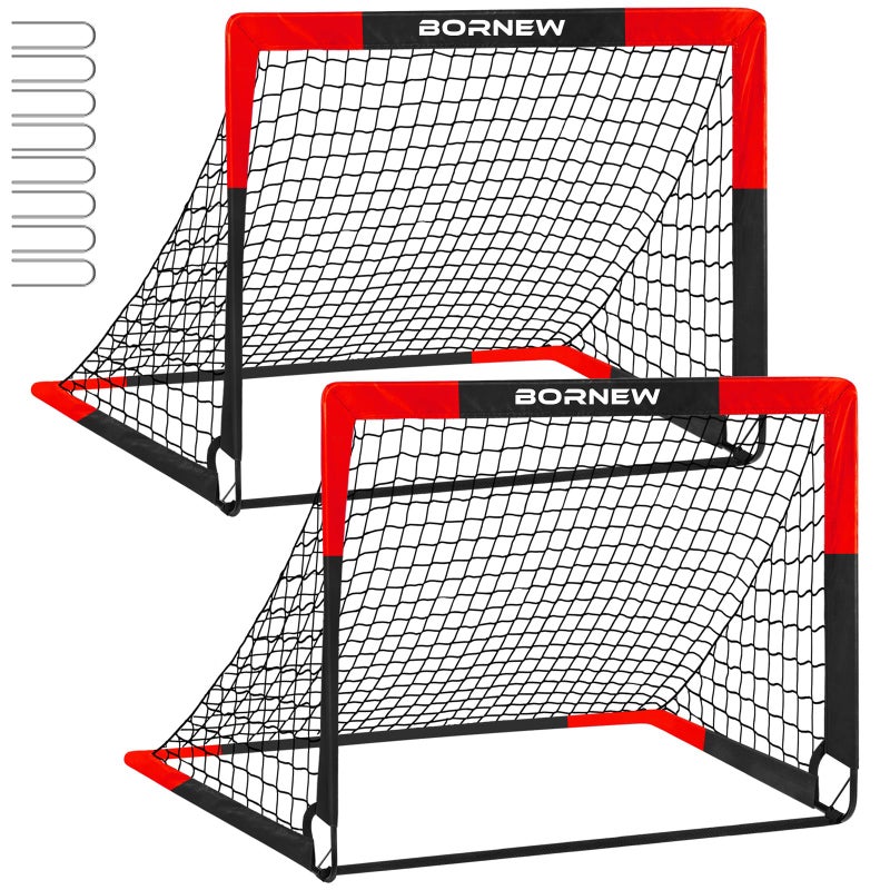 BORNEW 2 Pack Soccer Goal - Backyard & Indoor Soccer Goals for Kids, 4X3 ft Portable Pop Up Soccer Nets Set for Youth & Adult and Outdoor Games and Soccer Training Equipment Ages 3-16 Year Gift - Image 1