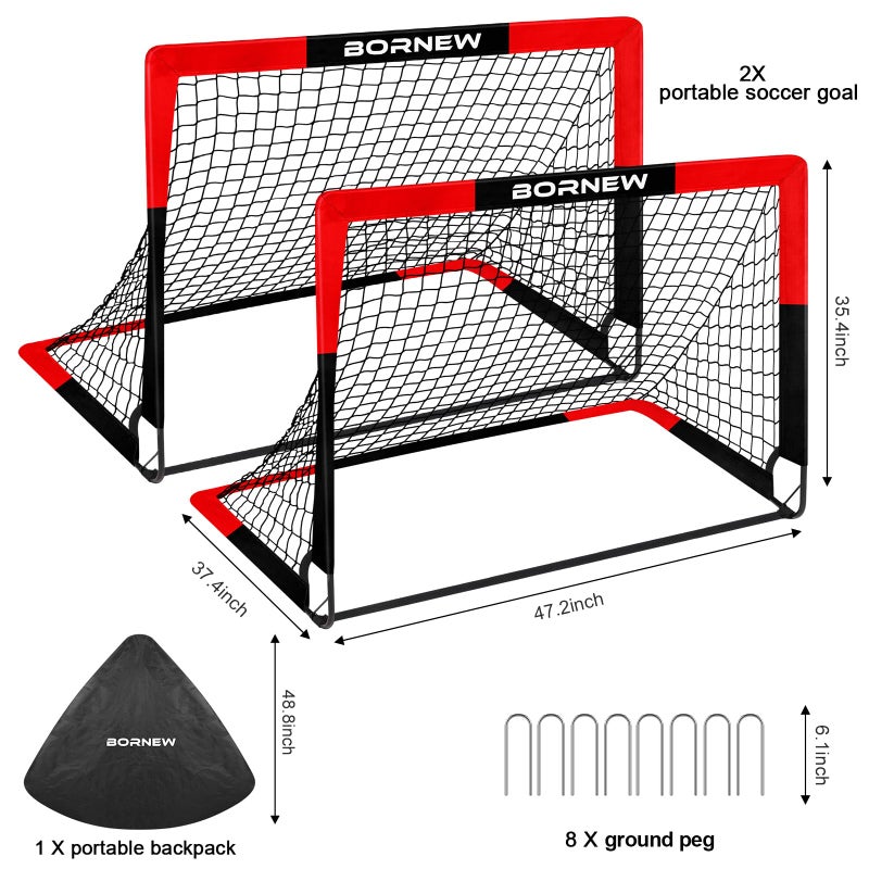 BORNEW 2 Pack Soccer Goal - Backyard & Indoor Soccer Goals for Kids, 4X3 ft Portable Pop Up Soccer Nets Set for Youth & Adult and Outdoor Games and Soccer Training Equipment Ages 3-16 Year Gift - Image 2