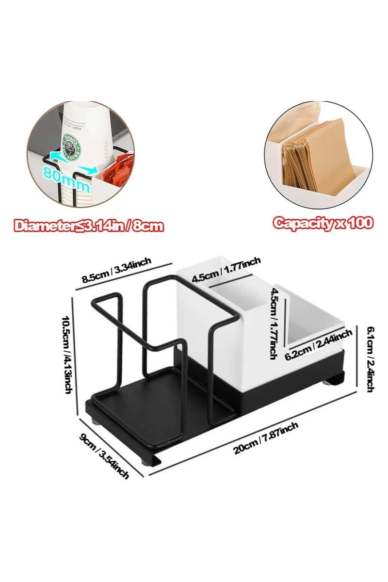 أنمي حامل أكواب ورقية ، منظم أكواب وغطاء يمكن التخلص منه ، منظم محطة القهوة للمطبخ ، مقهى ، متجر شاي الحليب (أسود) - Image 2