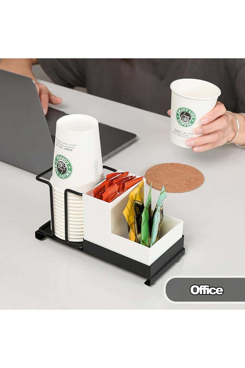 أنمي حامل أكواب ورقية ، منظم أكواب وغطاء يمكن التخلص منه ، منظم محطة القهوة للمطبخ ، مقهى ، متجر شاي الحليب (أسود) - Image 4