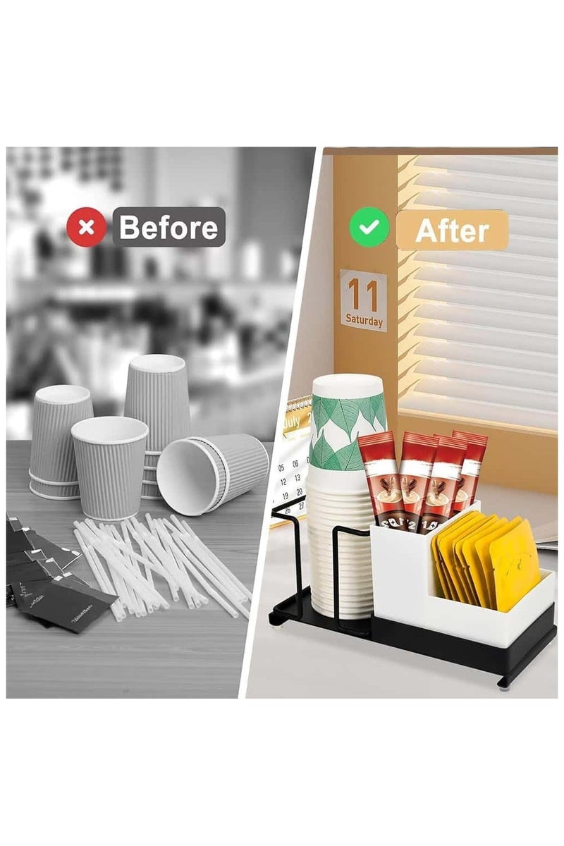 أنمي حامل أكواب ورقية ، منظم أكواب وغطاء يمكن التخلص منه ، منظم محطة القهوة للمطبخ ، مقهى ، متجر شاي الحليب (أسود) - Image 3