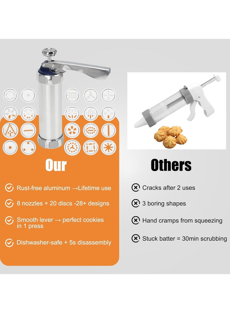 مكبس بسكويت من الستانلس ستيل، مجموعة مكبس بسكويت مع 20 قالب بسكويت و8 أطراف تزيين، مثالي لتزيين الكعك DIY ومستلزمات الخبز. - Image 3